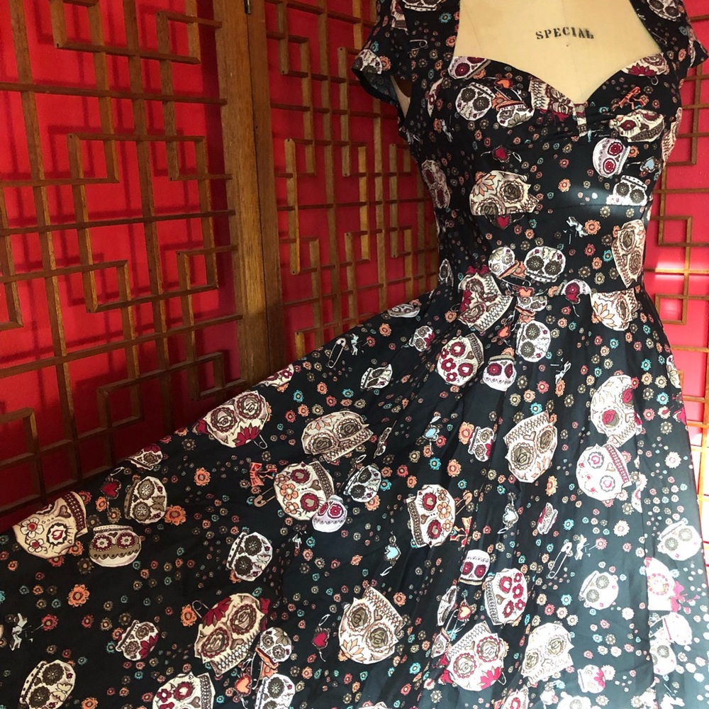 Hell Bunny Pin Up Skull Dress